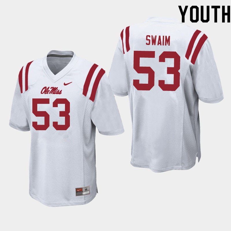 KC Swaim Ole Miss Rebels NCAA Youth White #53 Stitched Limited College Football Jersey EDL4058PF